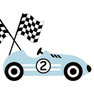 Hand Drawn Racing Car SVG: Retro Birthday Topper, Cut File (Instant Download)
