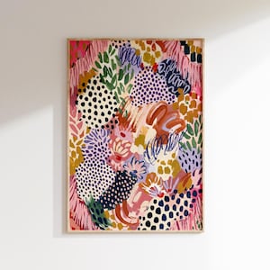 Colorful Abstract Wall Art Print, Modern Boho Pattern Poster, Bold Brushstroke Art, Eclectic Living Room Decor, Printable Digital Download