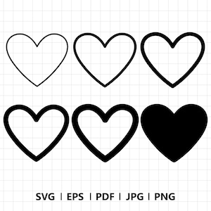 Hearts Svg Bundle, Heart Outline Svg, Heart Cut Files, Heart Clipart, Hearts Svg, Love Svg, Solid Heart Svg, Png, Eps, Pdf