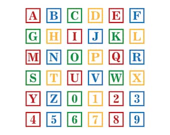 Alfabetsblock SVG-filer | Skärfiler för byggklossar | Bokstavsblock A-Ö 0-9 SVG-vektorfiler | Baby ABC-blockvektor