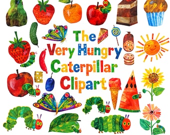 Bardzo głodna gąsienica Clipart PNG Przezroczysty cyfrowy do pobrania