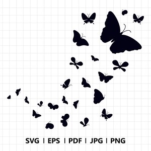Papillons en vol SVG, silhouette de papillon en vol, fichier de coupe papillon, téléchargement numérique, Cricut, fichier de coupe Silhouette