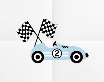 Hand Drawn Racing Car SVG: Retro Birthday Topper, Cut File (Instant Download)
