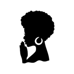 Black Woman Praying SVG: African American Clipart, PNG, PDF