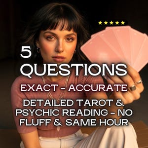 5 Question Psychic + Tarot Reading, Same Hour Detailed Tarot Reading, Love, Career, Relationship, Accurate Medium Reading, Honest Answers