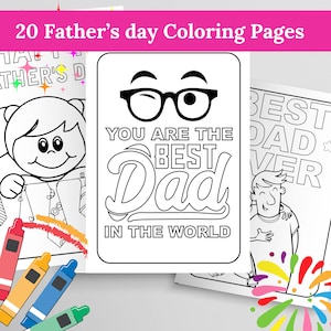 Kleurwerkblad Vaderdag – afdrukbare pdf en png | Leuke kinderactiviteit | DIY-vaderdagkaart of -cadeau | Direct downloaden