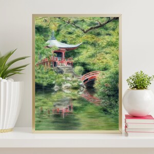 Japanese Garden Art Print, Kyoto Daigo-ji Temple Watercolor Painting Poster, Japanese Temple Wall Art, Zen Home Decor, Japan Travel Poster