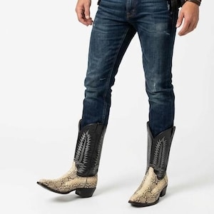 Handcrafted Snakeskin & Leather Cowboy Boots