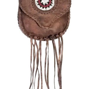 Handgefertigte Leder Fransen Tasche – Indianisch inspirierte Perlen Medizin Tasche mit langen Quasten