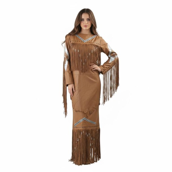 native american leather dress Handmade Native American White Leather Fringe Dress, Antique Plains Indian  Beaded Wedding Dress, Native Traditional Skin Dress, Powwow Dress