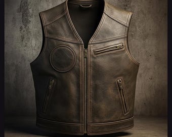 Harley-Davidson Embossed Distressed Brown Leather Vest