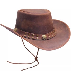 Australian Western Vintage Rare Handcrafted Distressed Crazy Leather Cowboy hat Unisex Hat