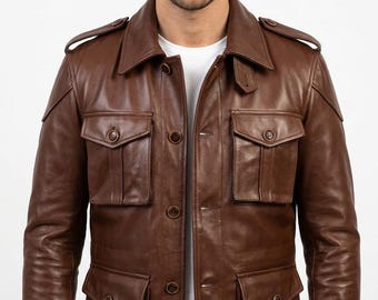 Stylish Leather Men's Coat Jacket - Classic Design for Every Occasion