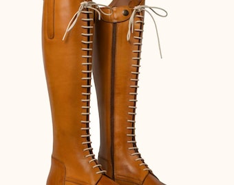 Tan Leather Lace-Up Riding Boots - Heritage Collection for Fashion Lovers