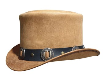 Top Hat with Square Concho Band Rustic Suede-