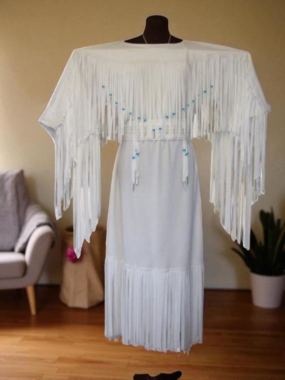 White Boho Fringe Dress: Handmade Beaded Western Festival Dress - Etsy