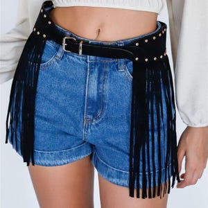 Black Studded Fringe Belt - Etsy display picture 3
