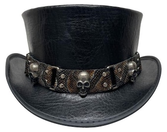 Top Hat Handmade Black Leather Steampunk