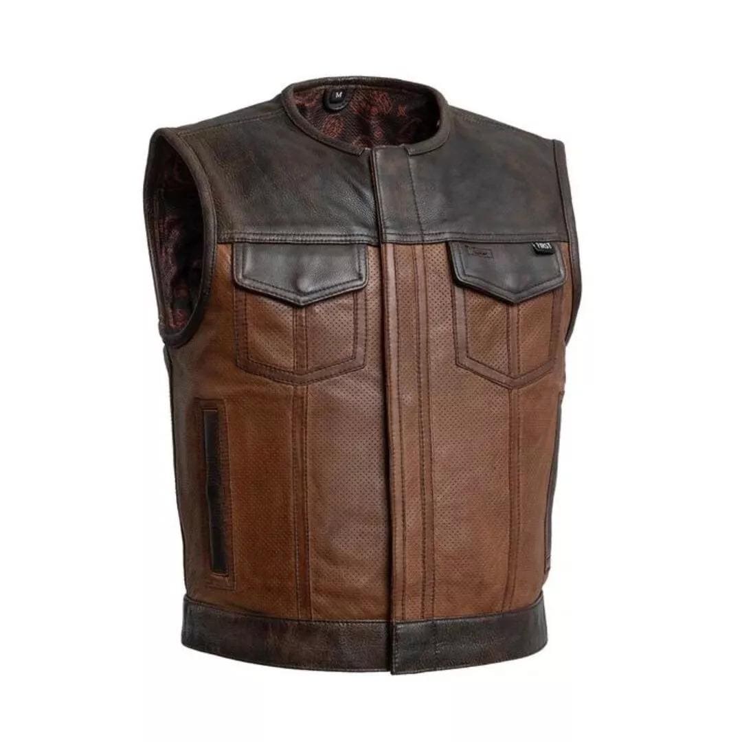 Gilet Motard En Cuir Avec Pointes - Taille L, Doublure Crâne, Neuf Avec étiquettes, Pakistan
