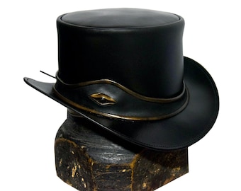 Top Hat Steampunk/Gothic Black Leather