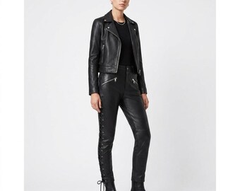 Rebel Edge Schnür-Vegan-Leder Moto Hose