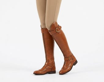 Real Suede Leather Riding Boots | Equestrian Style, Buckle Detail, Comfort Fit