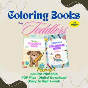 Pack of 2 Printable Coloring Books | For Toddlers | Pre-School Activity | High Quality | 72 Pages | A4 Size | Digital Download