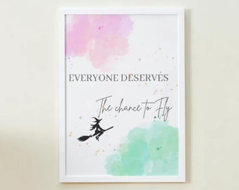 Wicked the Movie Quote digitale download kunst aan de muur, poster, print "Iedereen verdient een kans om te vliegen"