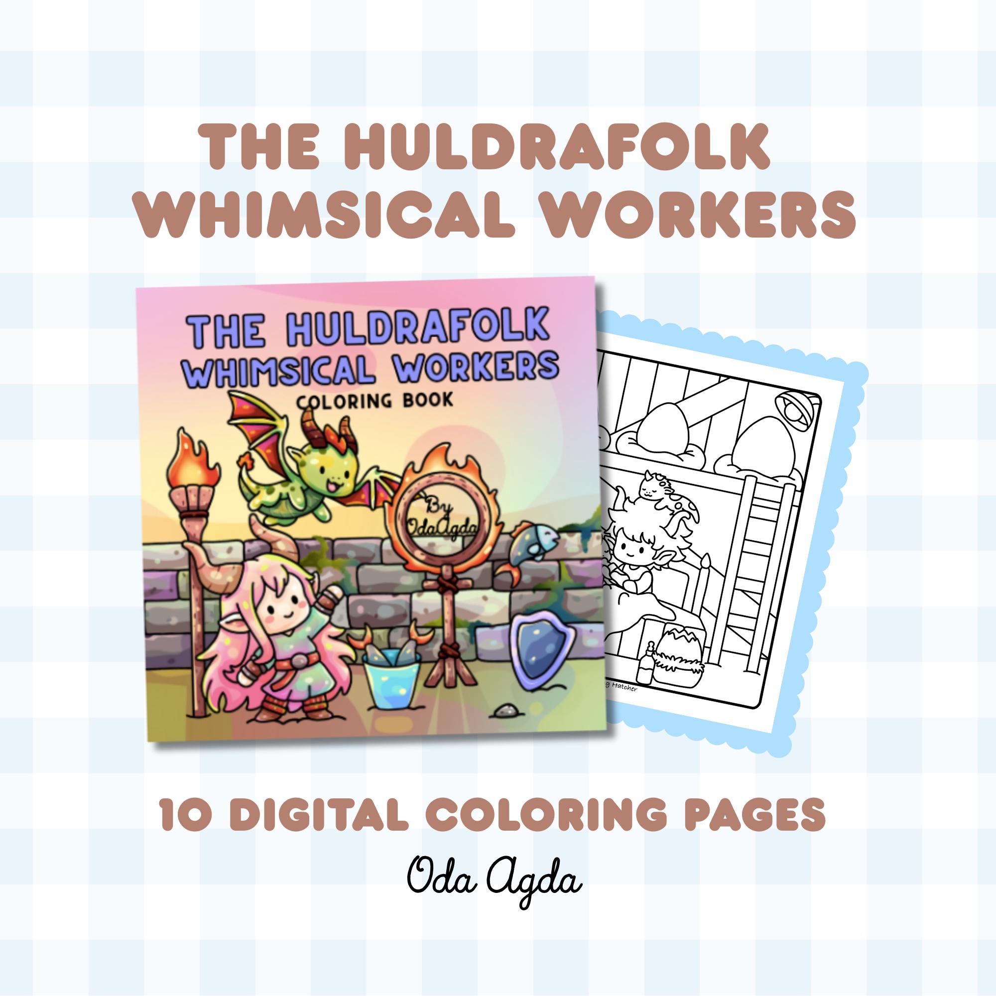 The Huldrafolk – Libro para colorear de trabajadores fantasiosos – 10 páginas digitales imprimibles de Oda Agda
