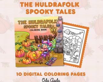 The Huldrafolk Spooky Tales Coloring Book 10 Digital Pages by Oda Agda