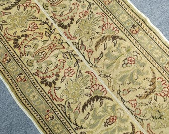 Vintage Turks loperkleed: 2 x 9 ft handgemaakte wollen kelim