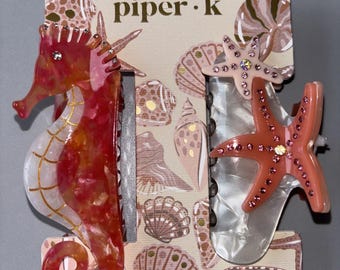 Piper•K White Shell Cluster Hair Clip fish Piper K Hair Claws - Etsy main image 2