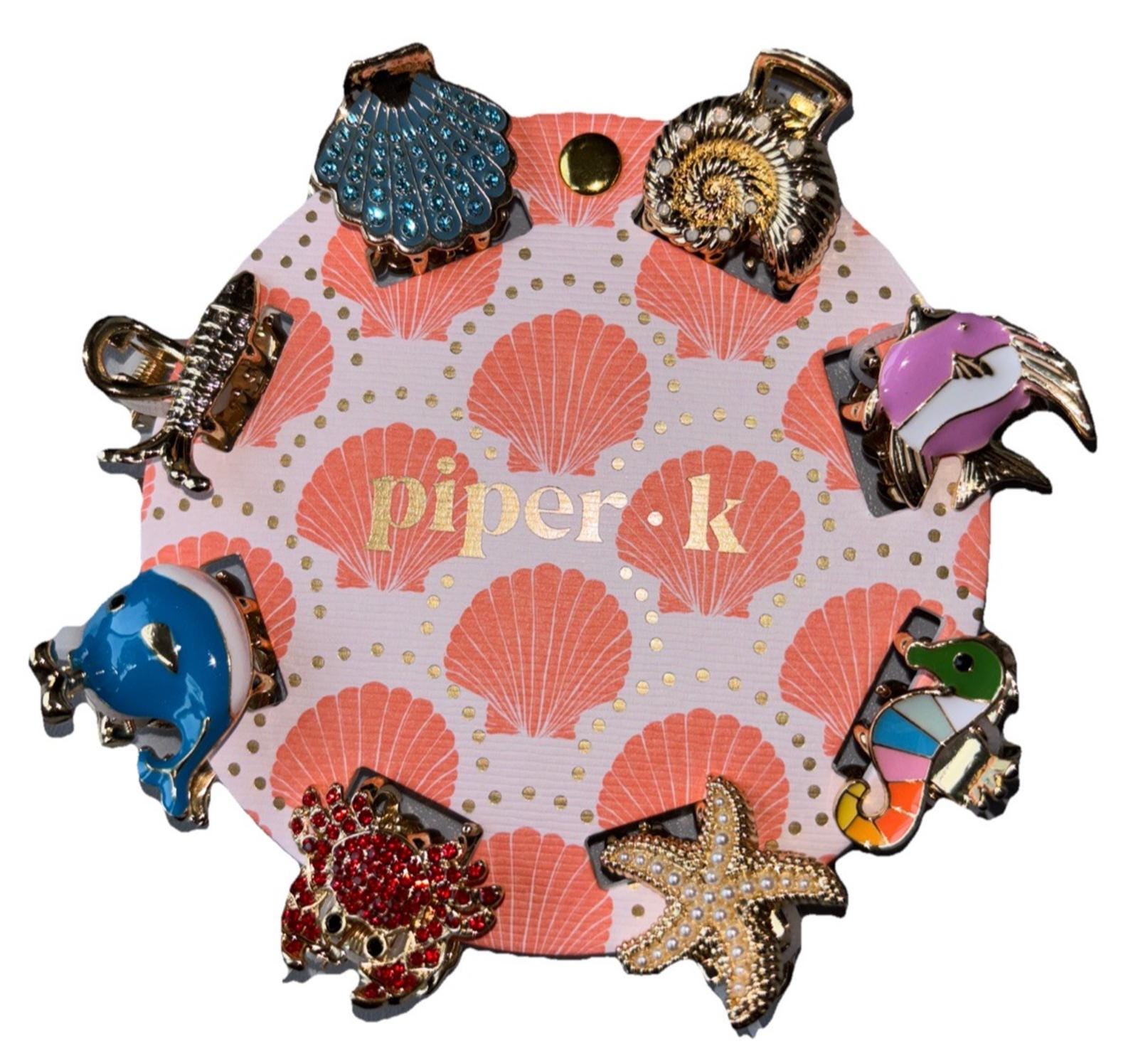 Piper K Enamel Hair Clips Set Seahorse Whale Fish Crab  display picture 1