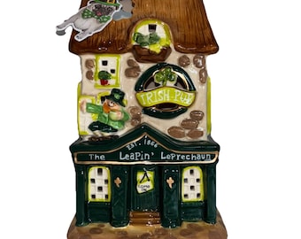 Leapin Leprechaun Pub Blue Sky Clayworks Tealight Holder St Patrick’s Day NEW