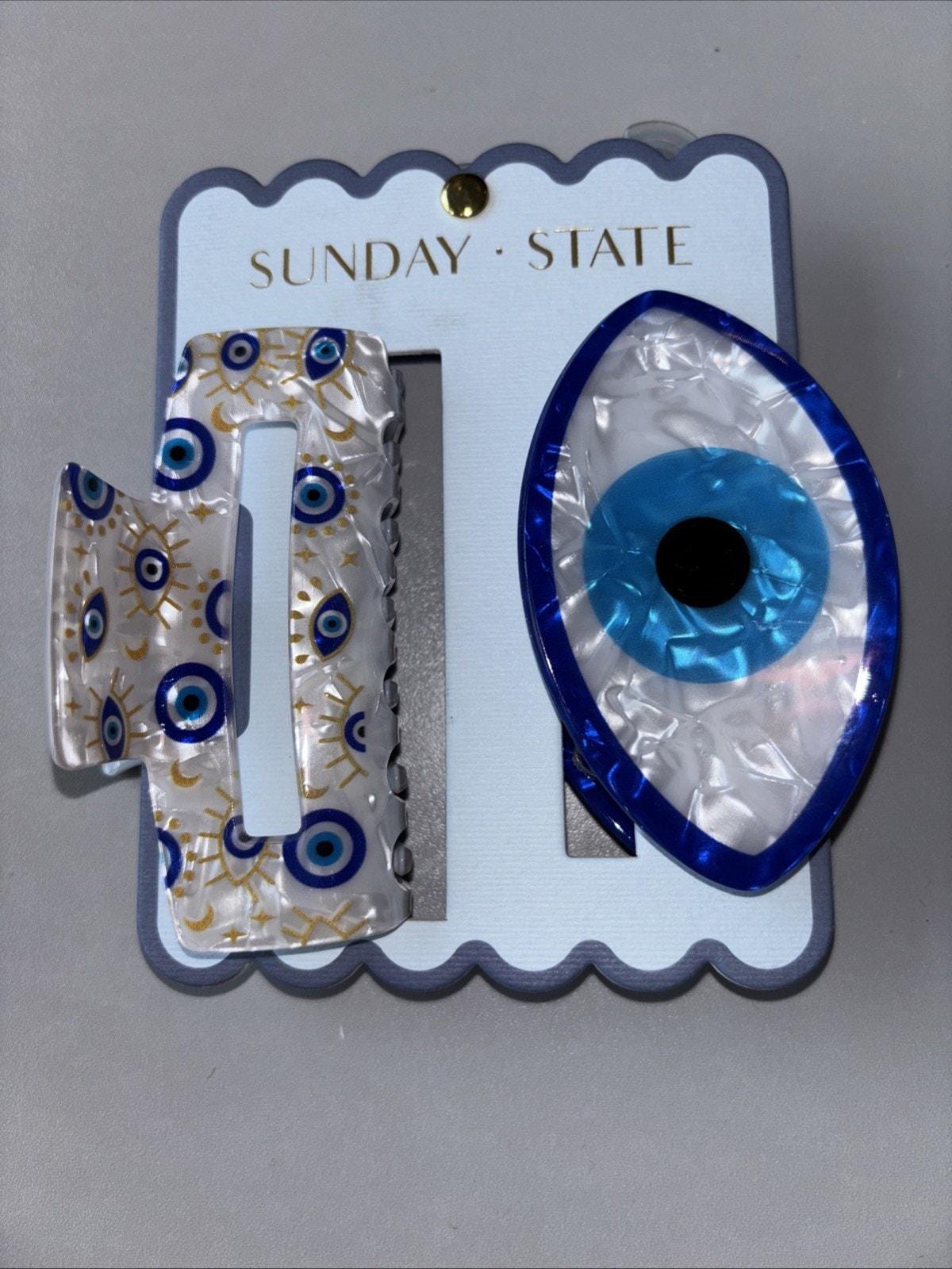 Sunday State Evil Eye Pearl Embellished Hair Clips 2-piece  display picture 1