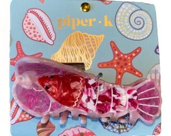Piper K Red Crystal Lobster Hair Claw Clip Gold Rhinestone  display picture 1