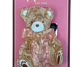 Teddy Bear Hair Claw Clip With Bow | Kawaii Valentine  display picture 1