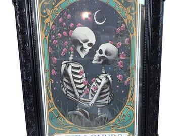 Sapna Shah The Lovers Skeleton Tarot Framed Wall Art Black Ornate Frame NEW
