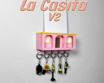 La Casita V2 Wall Holder | Entryway Storage Rack with Hidden Hooks & Mail Slot