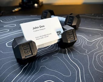 3D Printed Dumbbell Business Card Holder, Gym Desk Decor