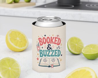 Booked & Buzzed Can Cooler | Book Lover Drink Sleeve, Reading Wine Beer Cozy