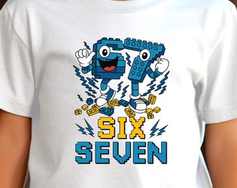 Six Seven Meme Shirt: Pixel Gamer Graphic Tee, Kids Brainrot Shirt