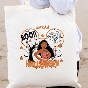 Custom Disney Princess Halloween Tote Bag, Spooky Season Princess Bag, Disneyland Pumpkin Season Tote, Retro Disney Princess Tote Bag