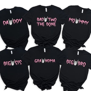 Bad TWO The Bone 2nd Birthday Shirt: Custom Rockstar Family Matching Tee