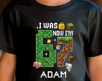 7th Birthday Gamer Kids Shirt: Pixel I Was 6 Now I'm 7 Tee