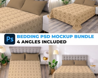 Bettwäsche PSD Mockup Bundle – 4 Winkel inklusive