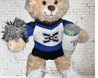 Custom Mascot build a bear animal plushie uniform made to match cheer Allstar uniform logo team pet or bunny baby