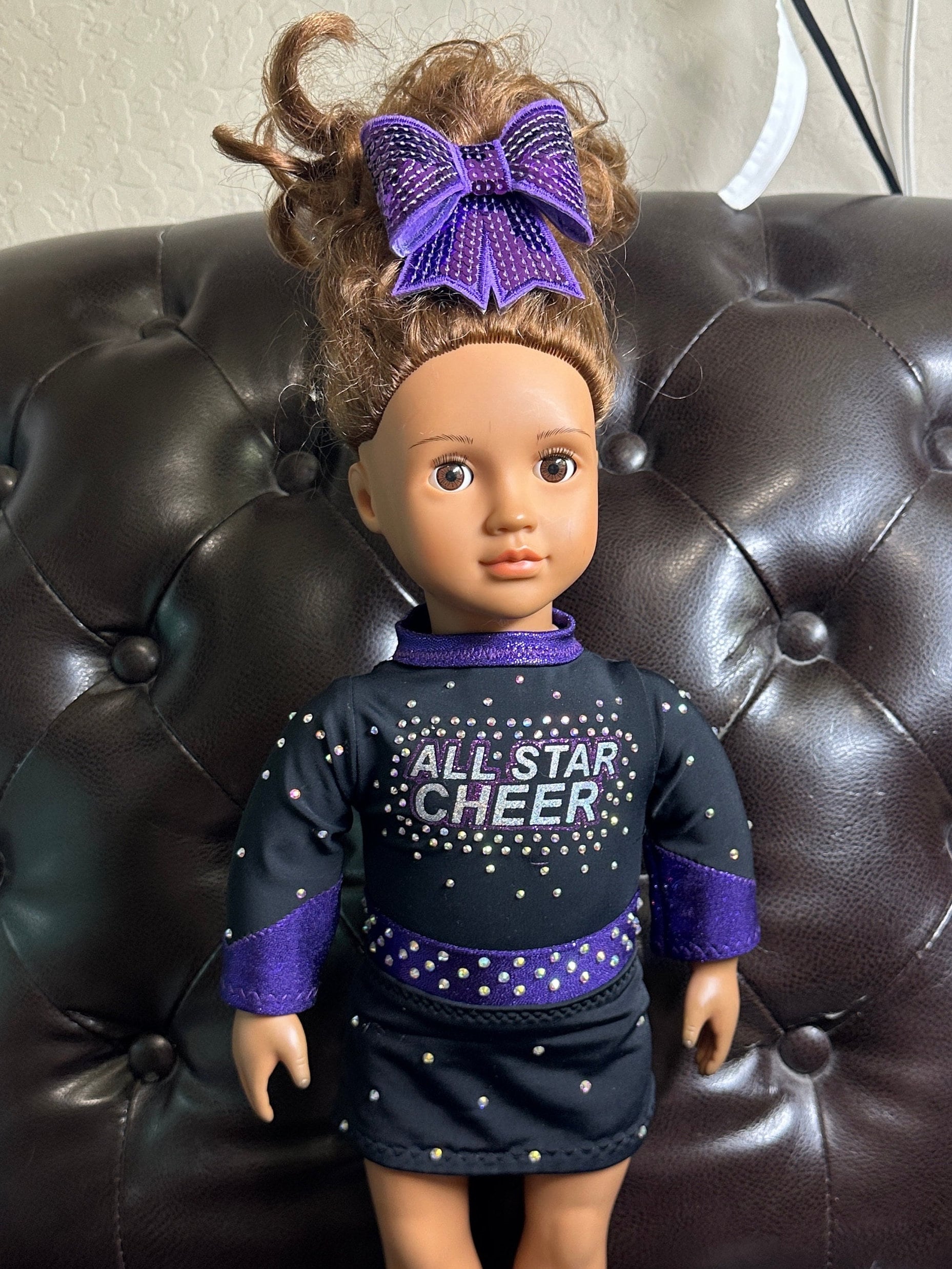 Custom All Star Cheer Uniform for Any 18 Doll American Girl Made to Match Cheerleader Gift Black White Red Blue Green Purple Christmas Bow Etsy