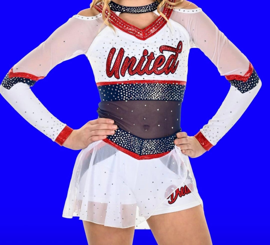 United Cheer Uniform With Navy Mesh for American Girl Doll 18 Team
