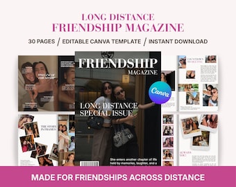 Long Distance Best Friend Gift Magazine | Editable Canva Template | Friendship Memory Book | Personalized BFF Keepsake Gift